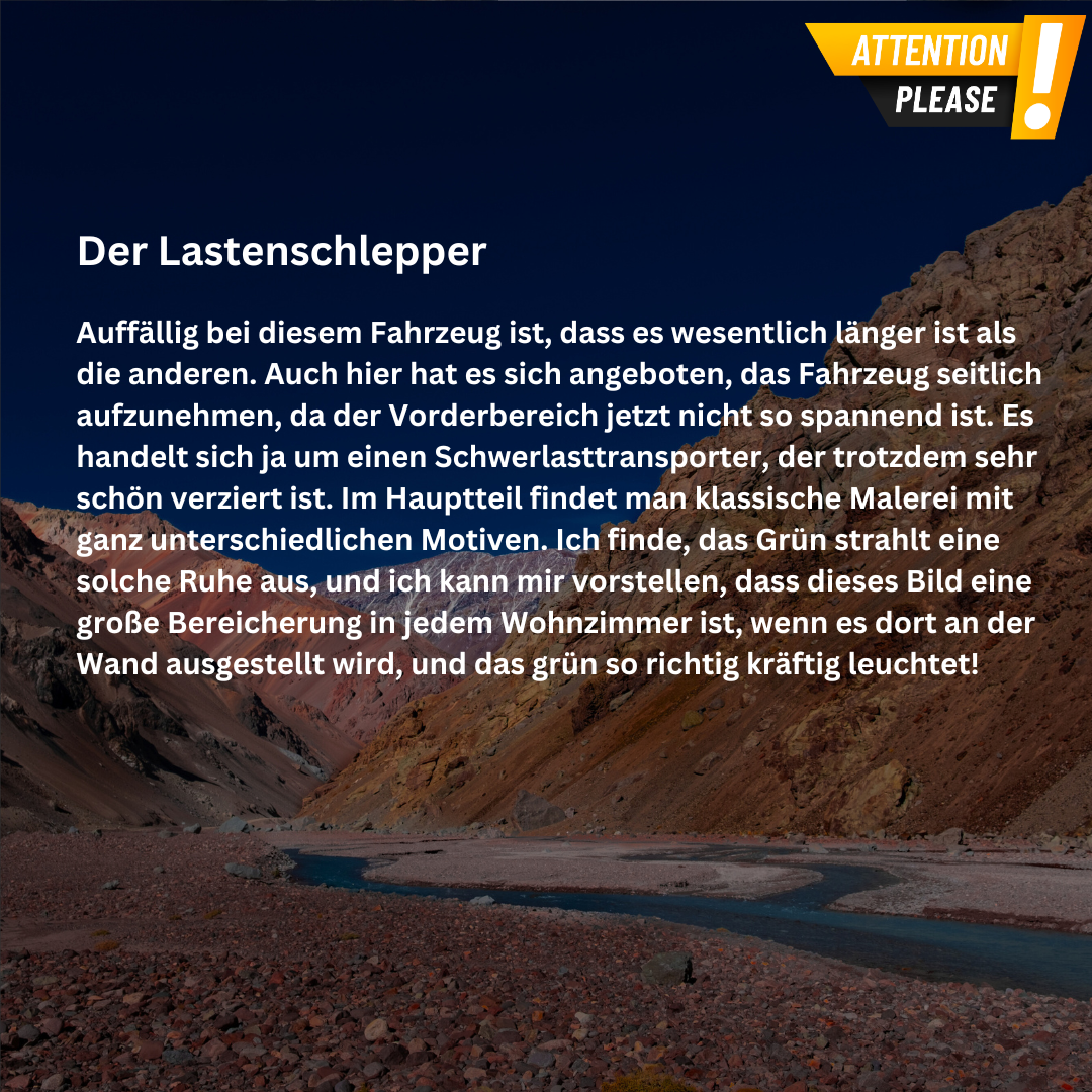 Acryldruck - Der Lastenschlepper