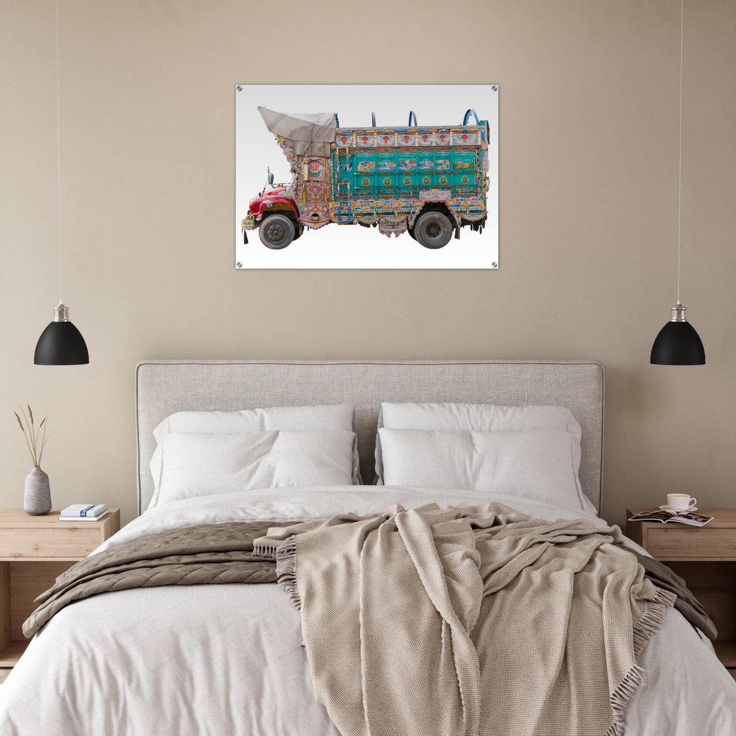 Acryldruck - Truck in grün