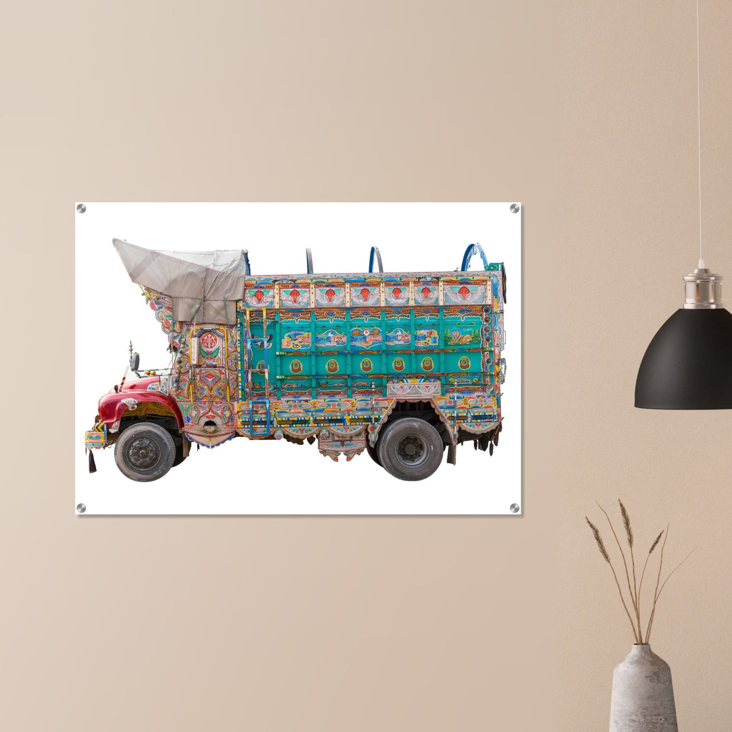 Acryldruck - Truck in grün