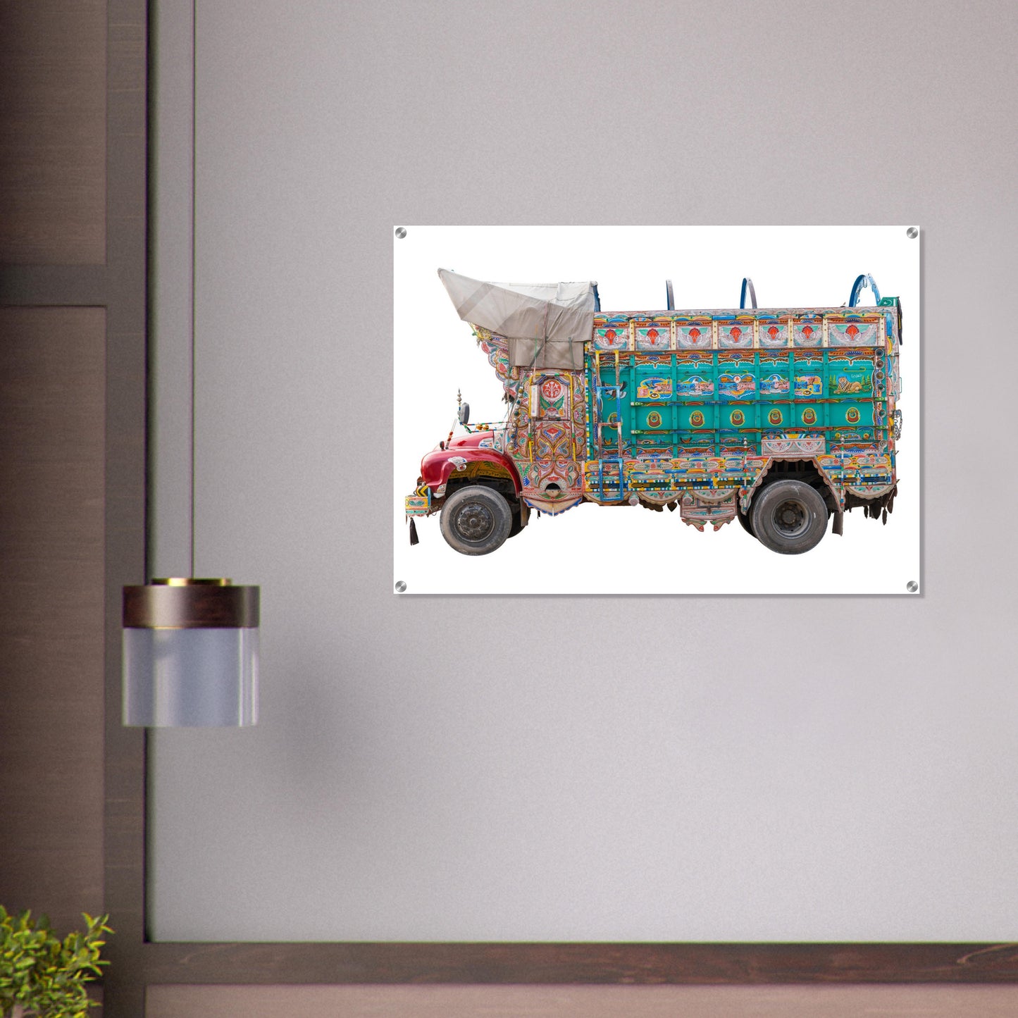 Acryldruck - Truck in grün