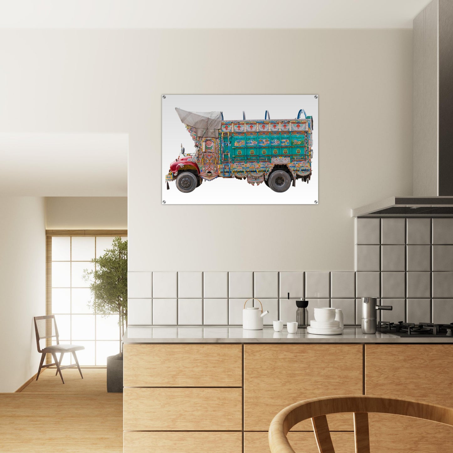 Acryldruck - Truck in grün