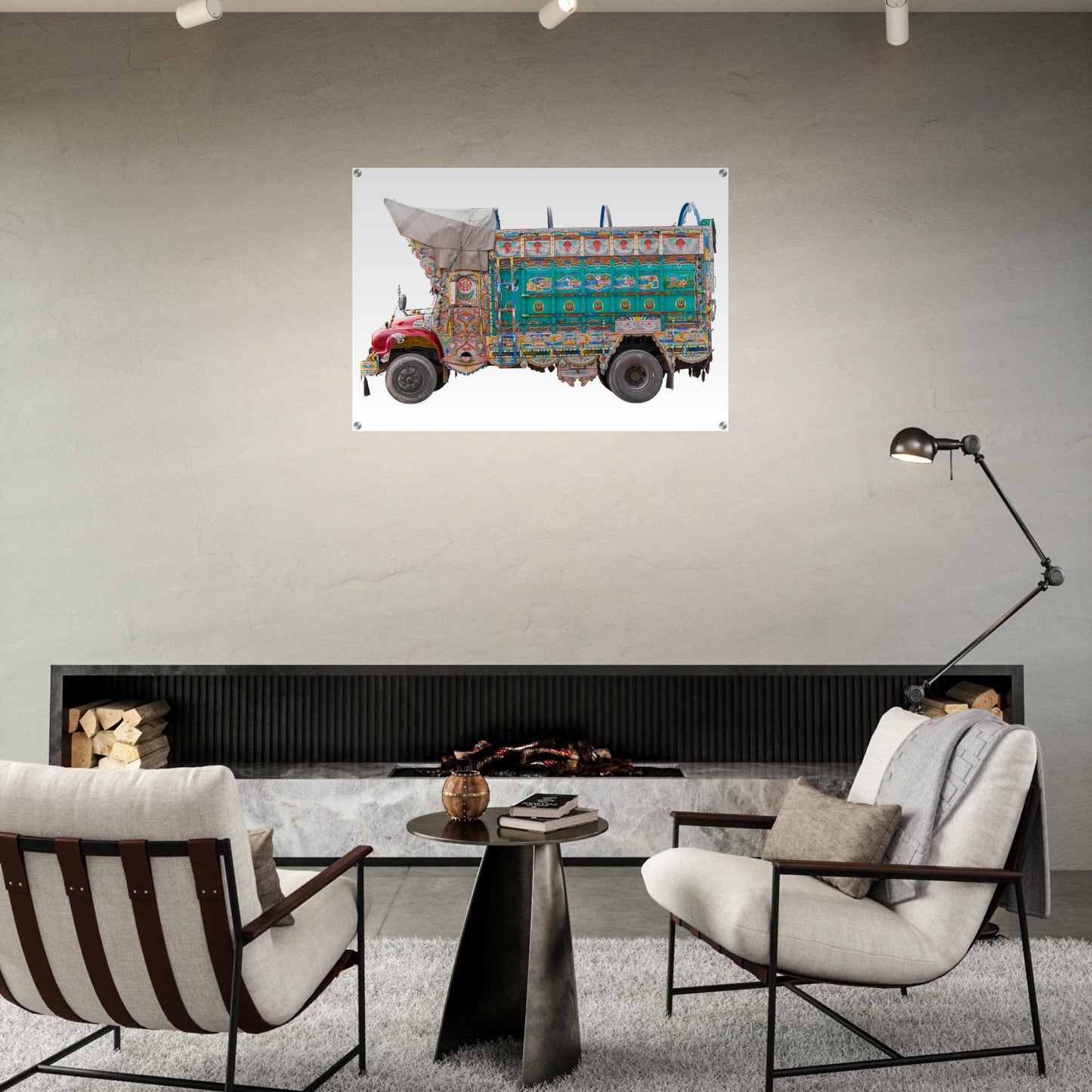 Acryldruck - Truck in grün